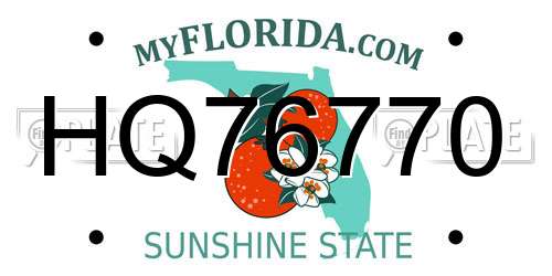 HQ76770 Florida License Plate