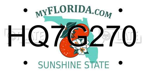 HQ7G270 Florida License Plate