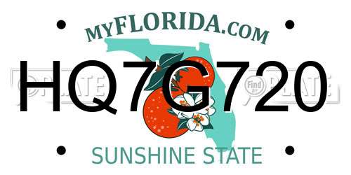 HQ7G720 Florida License Plate