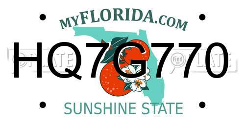 HQ7G770 Florida License Plate