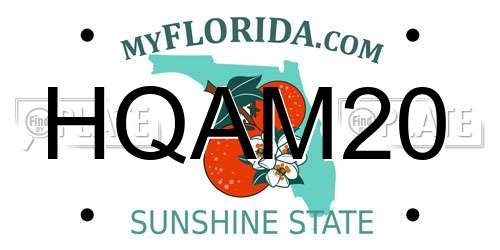 HQAM20 Florida License Plate