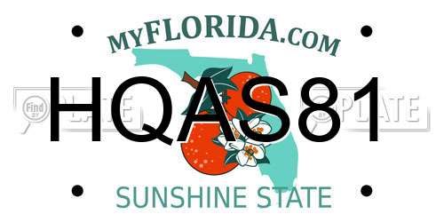 HQAS81 Florida License Plate