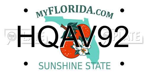 HQAV92 Florida License Plate