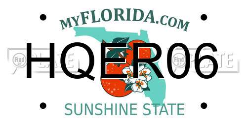 HQER06 Florida License Plate