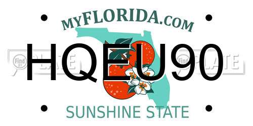 HQEU90 Florida License Plate