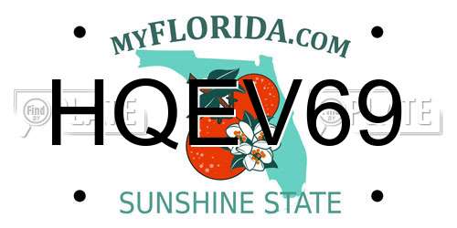 HQEV69 Florida License Plate