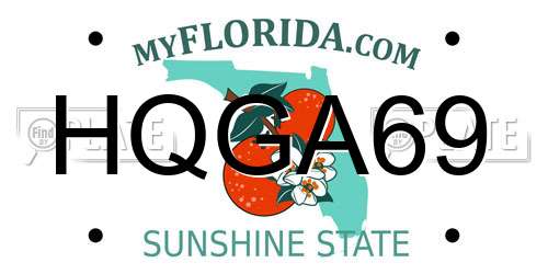 HQGA69 Florida License Plate