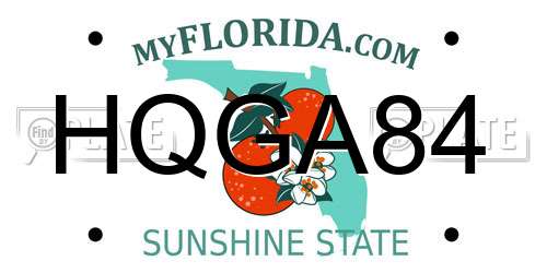 HQGA84 Florida License Plate
