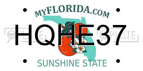 HQHE37 Florida License Plate