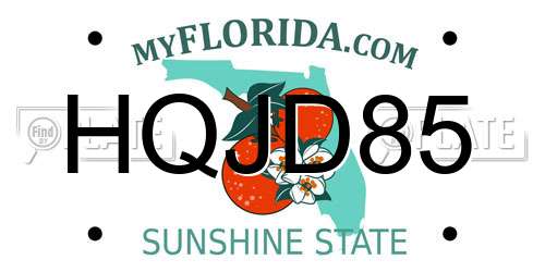 HQJD85 Florida License Plate