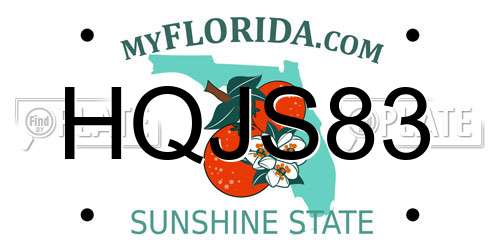 HQJS83 Florida License Plate