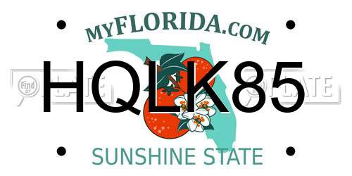 HQLK85 Florida License Plate