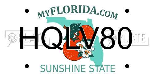 HQLV80 Florida License Plate