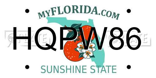 HQPW86 Florida License Plate