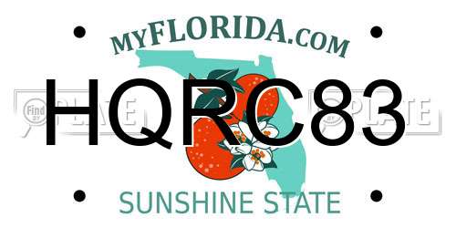 HQRC83 Florida License Plate