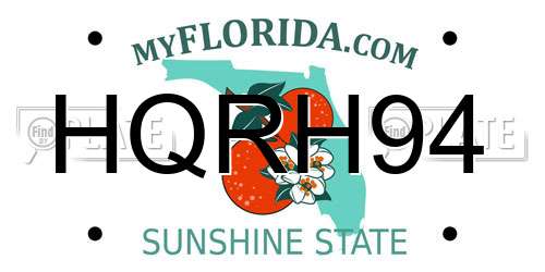 HQRH94 Florida License Plate