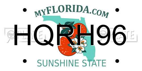 HQRH96 Florida License Plate