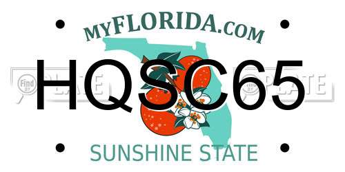 HQSC65 Florida License Plate