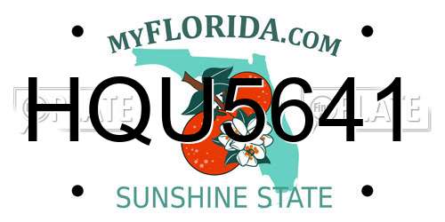 HQU5641 Florida License Plate
