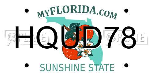 HQUD78 Florida License Plate