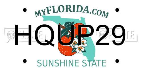 HQUP29 Florida License Plate