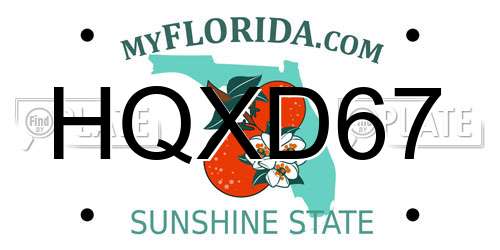 HQXD67 Florida License Plate