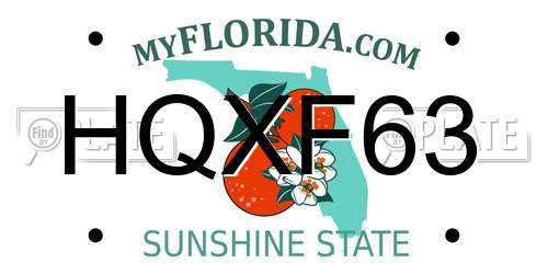 HQXF63 Florida License Plate