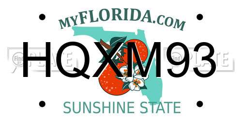 HQXM93 Florida License Plate