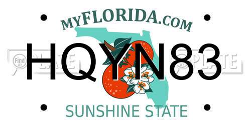 HQYN83 Florida License Plate
