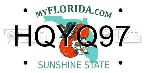 HQYQ97 Florida License Plate