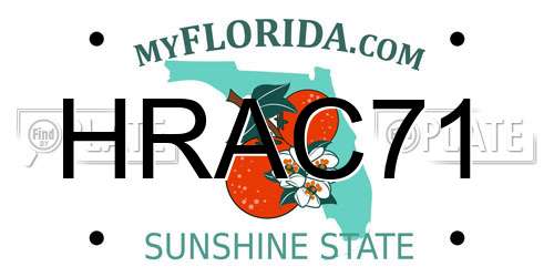 HRAC71 Florida License Plate