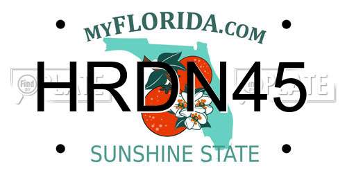 HRDN45 Florida License Plate