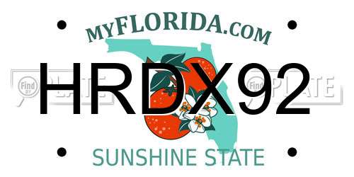 HRDX92 Florida License Plate