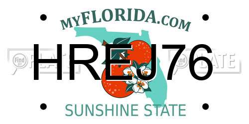 HREJ76 Florida License Plate