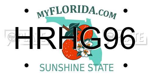 HRHG96 Florida License Plate