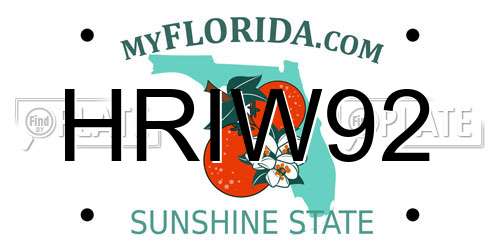 HRIW92 Florida License Plate