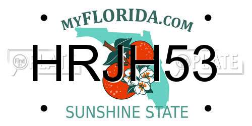 HRJH53 Florida License Plate