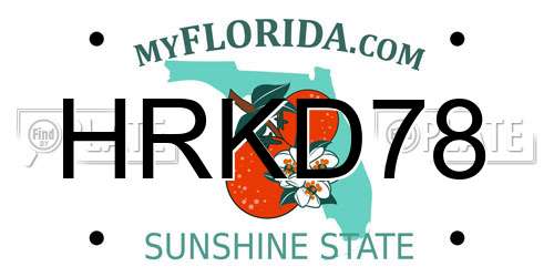 HRKD78 Florida License Plate