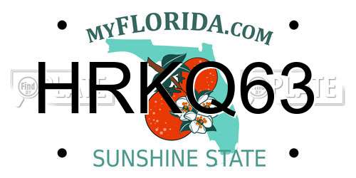 HRKQ63 Florida License Plate