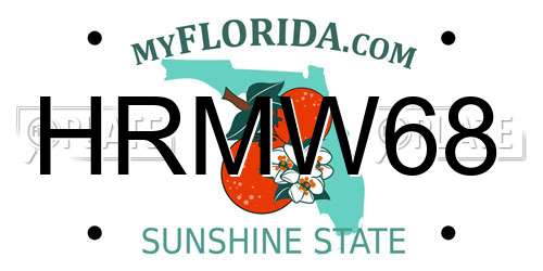 HRMW68 Florida License Plate
