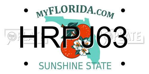 HRPJ63 Florida License Plate