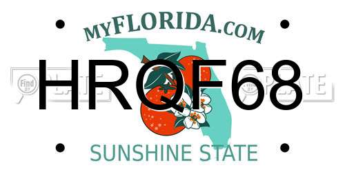 HRQF68 Florida License Plate