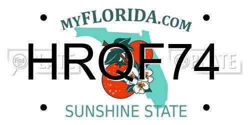 HRQF74 Florida License Plate