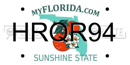 HRQR94 Florida License Plate