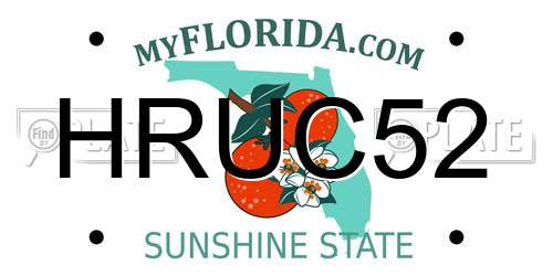 HRUC52 Florida License Plate