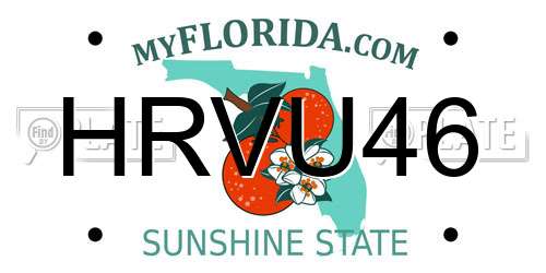 HRVU46 Florida License Plate