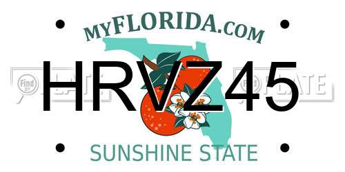 HRVZ45 Florida License Plate