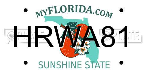 HRWA81 Florida License Plate