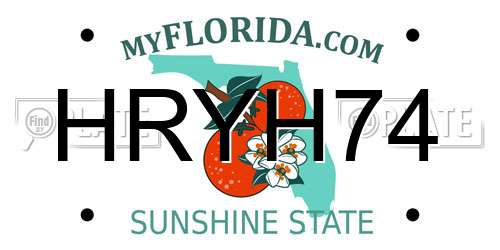 HRYH74 Florida License Plate