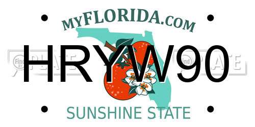 HRYW90 Florida License Plate